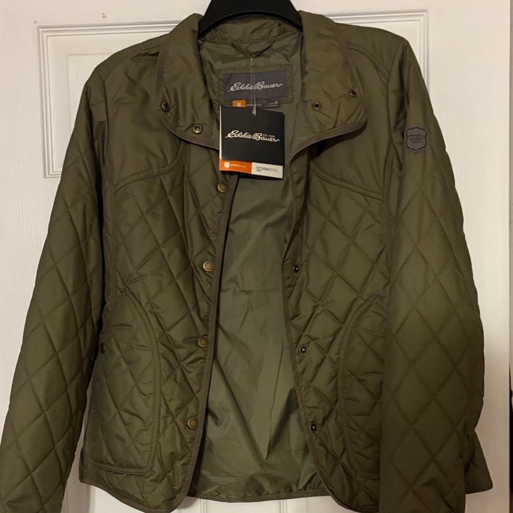 NEW !! Eddie Bauer Olive Quilted Jacket